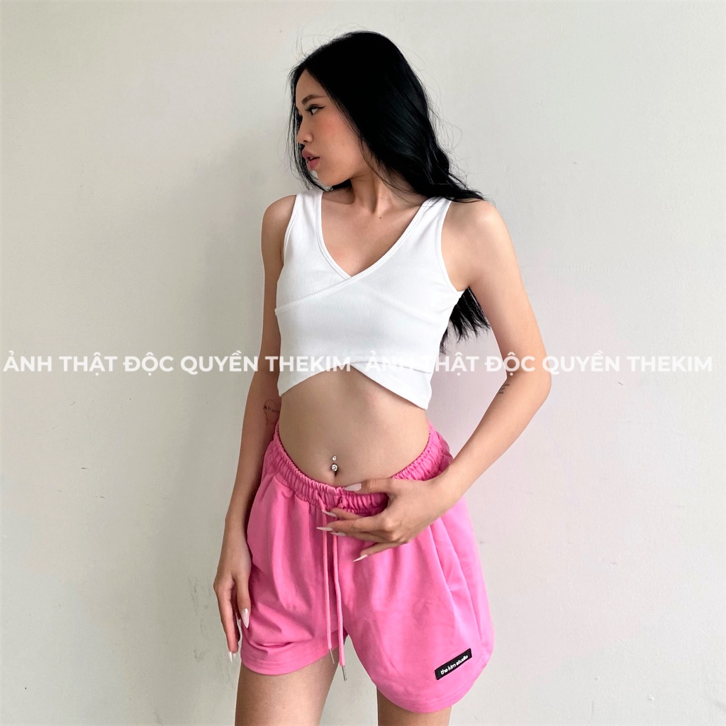 Quần short nỉ cotton cạp chun ngắn ngang đùi TheKim, quần sooc thun nỉ thể thao cạp cao Q141 | BigBuy360 - bigbuy360.vn