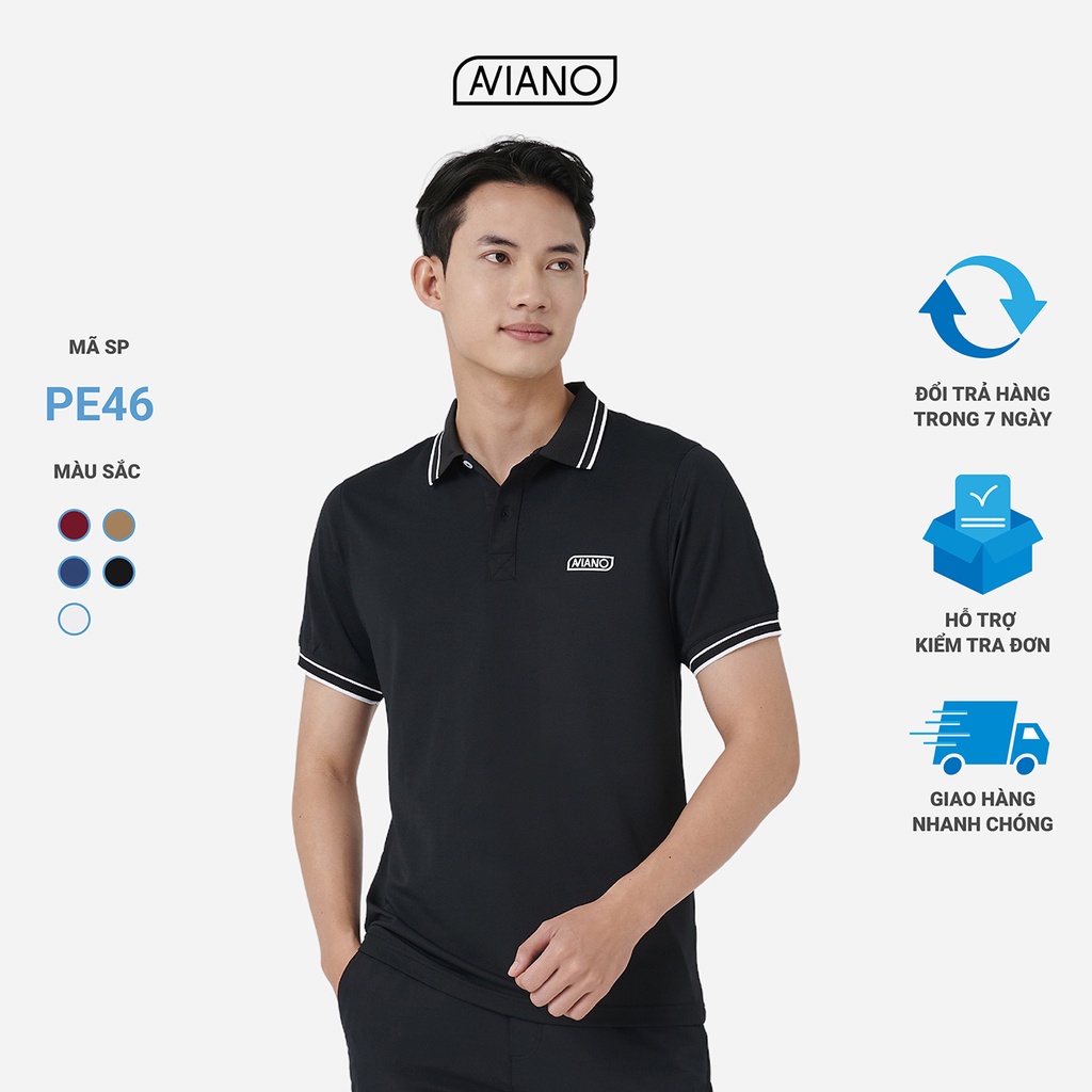 [Mã FATREND1710 giảm đến 30k đơn từ 99k] Áo Polo Nam Trơn Bo Phối Xương Cá Thời Trang Thiết Kế AVIANO