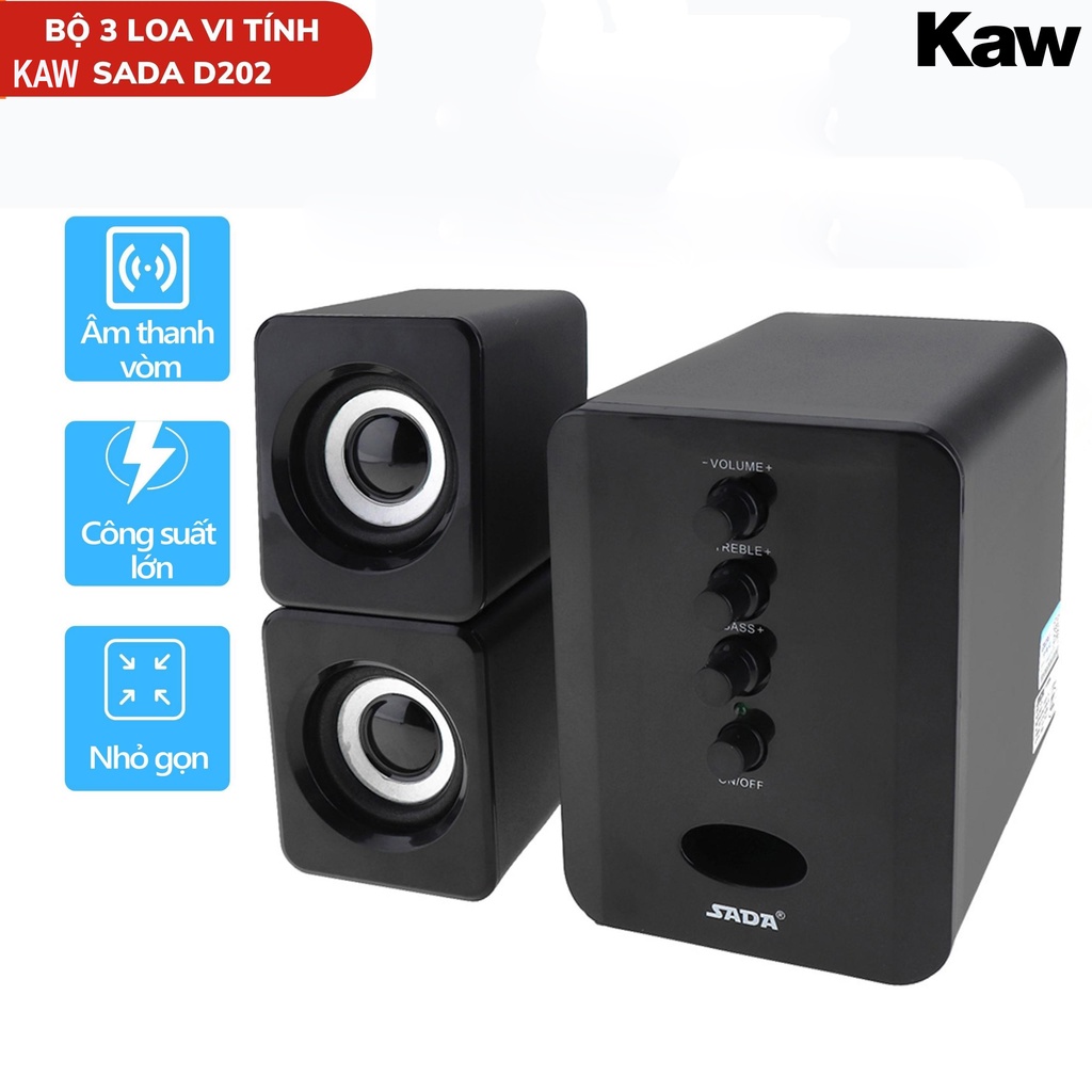 Bộ loa máy tính, loa laptop usb KAW-SADA D202 âm thanh sống động - thiết kế đẹp mắt, bền bỉ Bảo hành 12 tháng