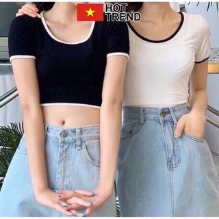 Áo croptop body cổ viền ngắn tay HOTTREND