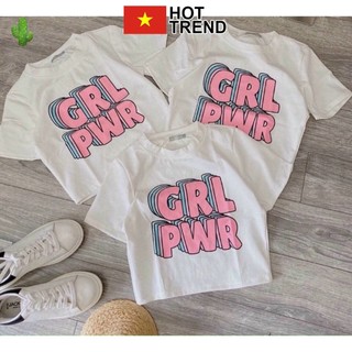 Áo croptop body grl pwr chữ hồng ngắn tay cá tính hottrend