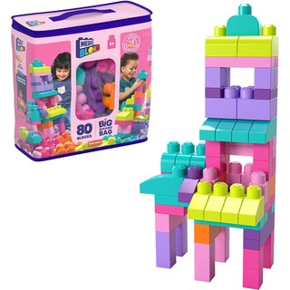 [HÀNG ĐẶT - ORDER] Đồ chơi lắp ráp/xếp hình Mega bloks (80 miếng ghép)- túi hồng cho bé gái [chính hãng]