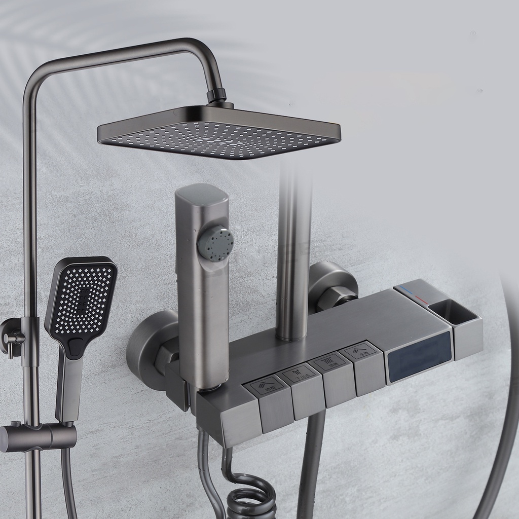 Sen Cây Tắm Đứng Phím Đàn Hiển Thị Nhiệt Độ AV006_ Bộ Vòi Hoa Sen Nóng Lạnh Tăng Áp Thông Minh Cao Cấp Mới
