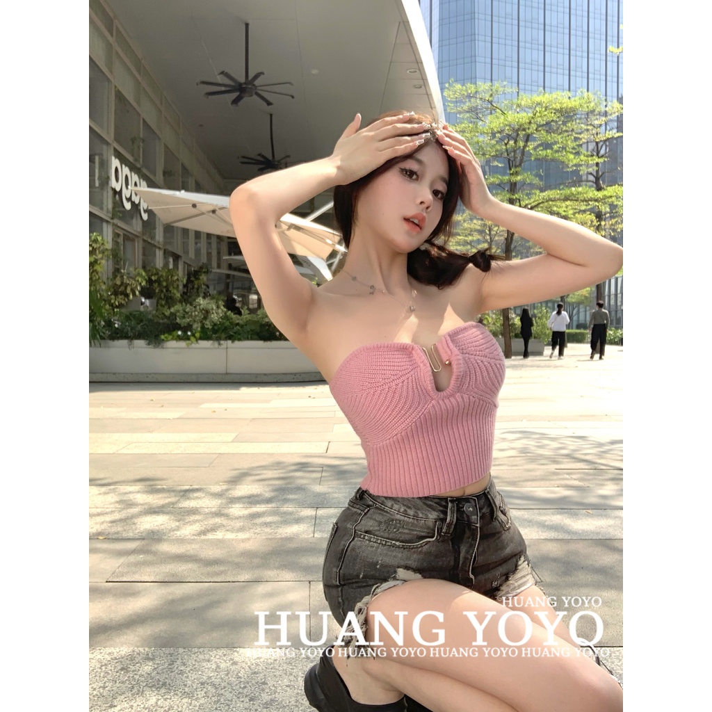 Áo Croptop Dệt Kim Trễ Vai Dáng Ôm Thời Trang Mùa Hè 2023