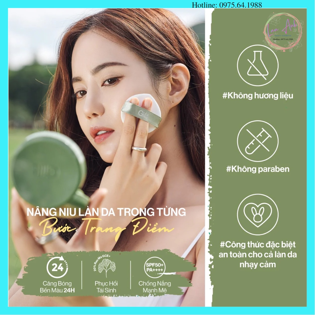 Phấn Nước Căng Bóng GILAA Vegan Super Glow Cushion SPF50+/PA++++