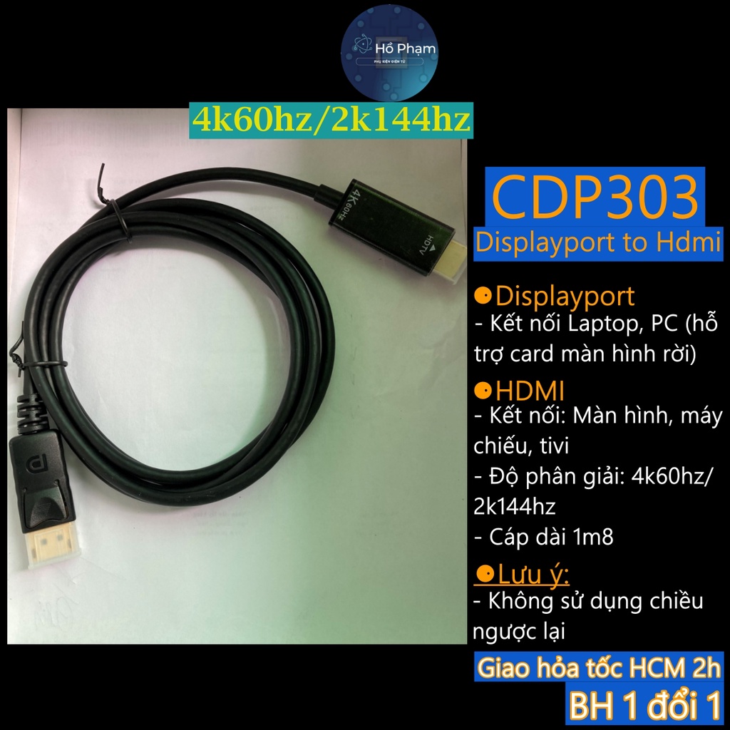 Cáp chuyển Displayport sang HDMI, DP to HDMI (đầu cái) độ phân giải FullHD/ 4K - Hồ Phạm | BigBuy360 - bigbuy360.vn