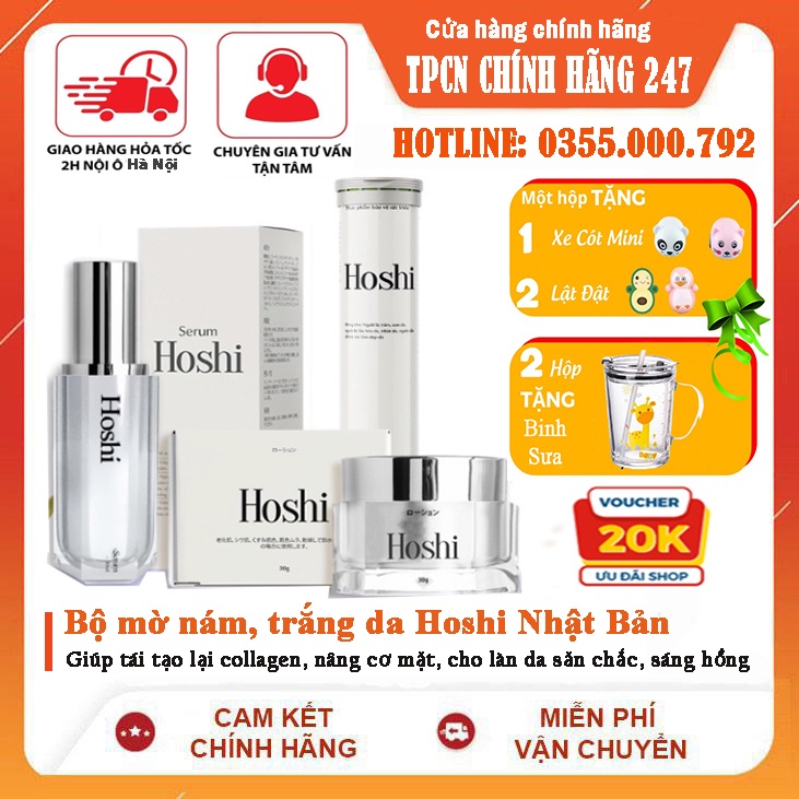 Bộ mờ nám, trắng da Hoshi Nhật Bản chuyên sâu ( Tặng 1 kem bôi, 1 sủi và 1 máy xông mặt)