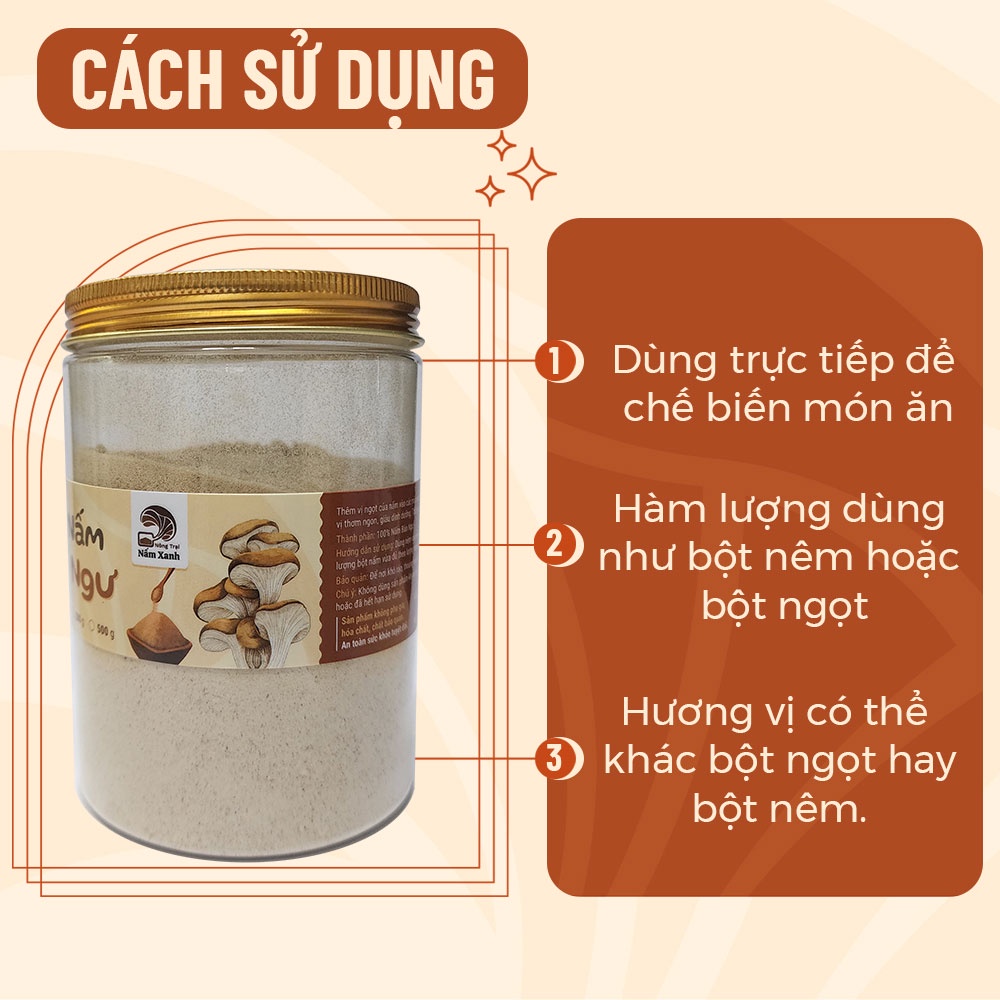 Bột Nấm Bào Ngư Xám 50gr 100gr 200gr Nêm Vị Ngọt Thanh Cho Món Ăn - Nông Trại Nấm Xanh