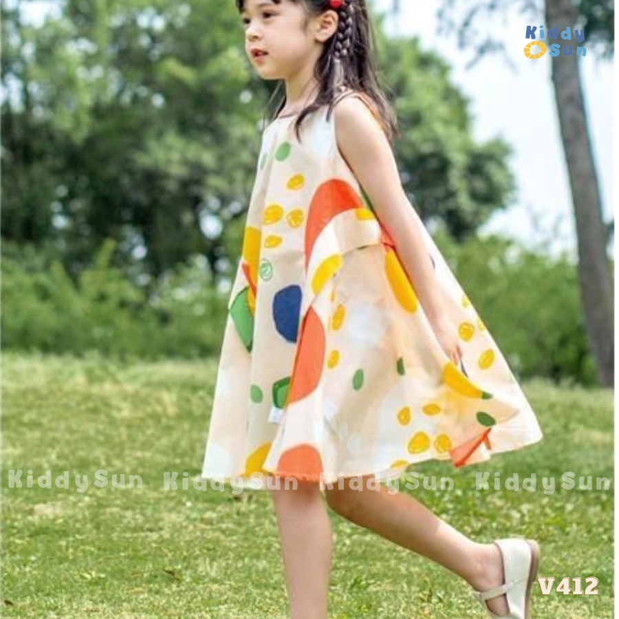 Váy Kiddysun dáng chữ A xinh xắn đáng yêu năng động thoải mái an toàn dành cho bé gái2,3,4,5,6,7,8,9,10,11,12 tuổi[V412]