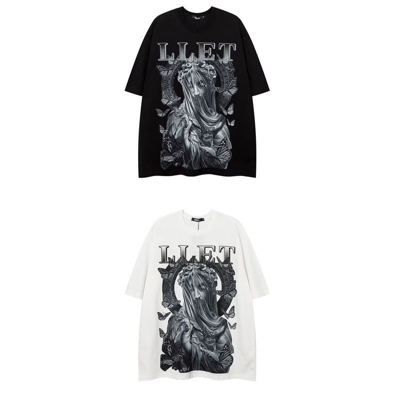 Áo Thun Tay Ngắn Cổ Tròn In Hình Thời Trang Mùa Hè Phong Cách Harajuku Cho Nam