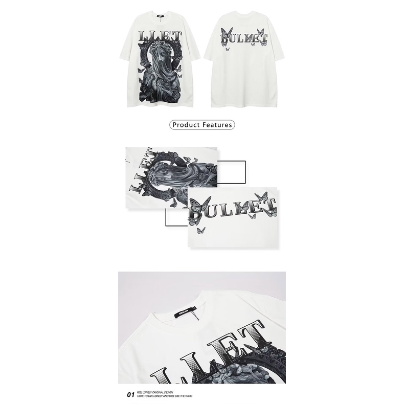 Áo Thun Tay Ngắn Cổ Tròn In Hình Thời Trang Mùa Hè Phong Cách Harajuku Cho Nam