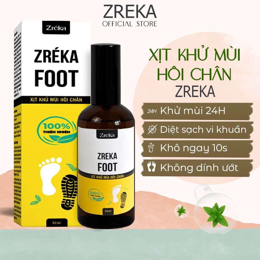 Xịt Khử Mùi Hôi Chân ZREKA Dùng Loại Bỏ Vi Khuẩn, Ngăn Mồ Hôi Và Làm Sạch Mùi Giày Hiệu Quả | 30/50 ML