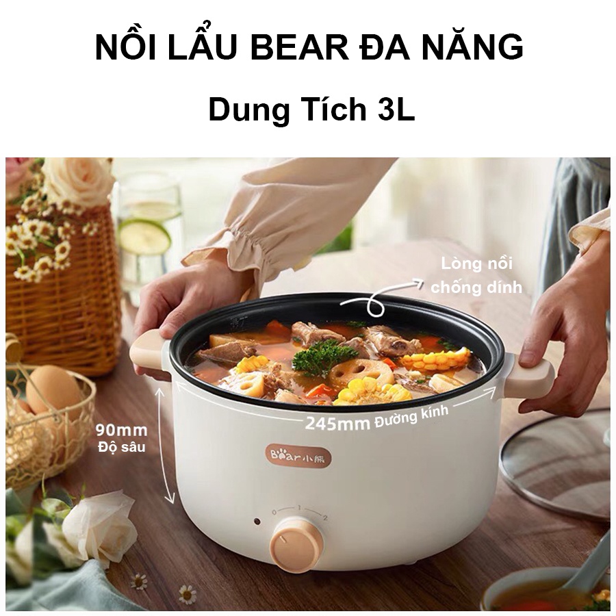 Nồi điện đa năng Lotor, dung tích 3L, dùng để nấu lẩu, chiên, xào, luộc, độ bền cao, hàng chính hãng!