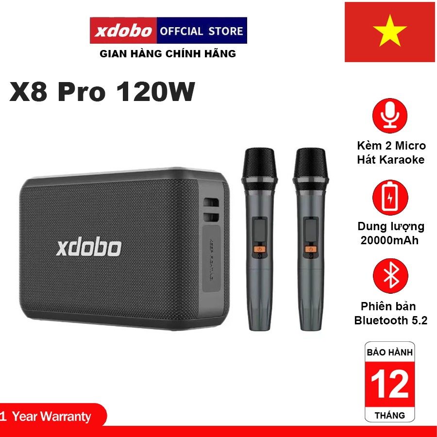 Loa Bluetooth karaoke Xdobo X8 Pro 120W Siêu Trầm công nghệ USA hát Siêu Hay - Dual DSP - TWS - chống nước IPX5