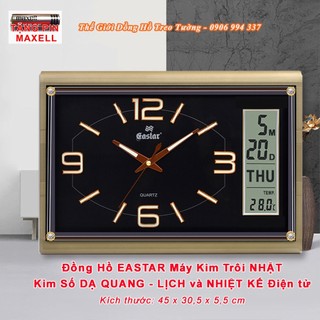 Đồng Hồ Treo Tường EASTAR Máy KIM TRÔI NHẬT có DẠ QUANG, LỊCH và NHIỆT KẾ Điện Tử - Tặng Pin Maxell - Bảo Hành 1 Năm