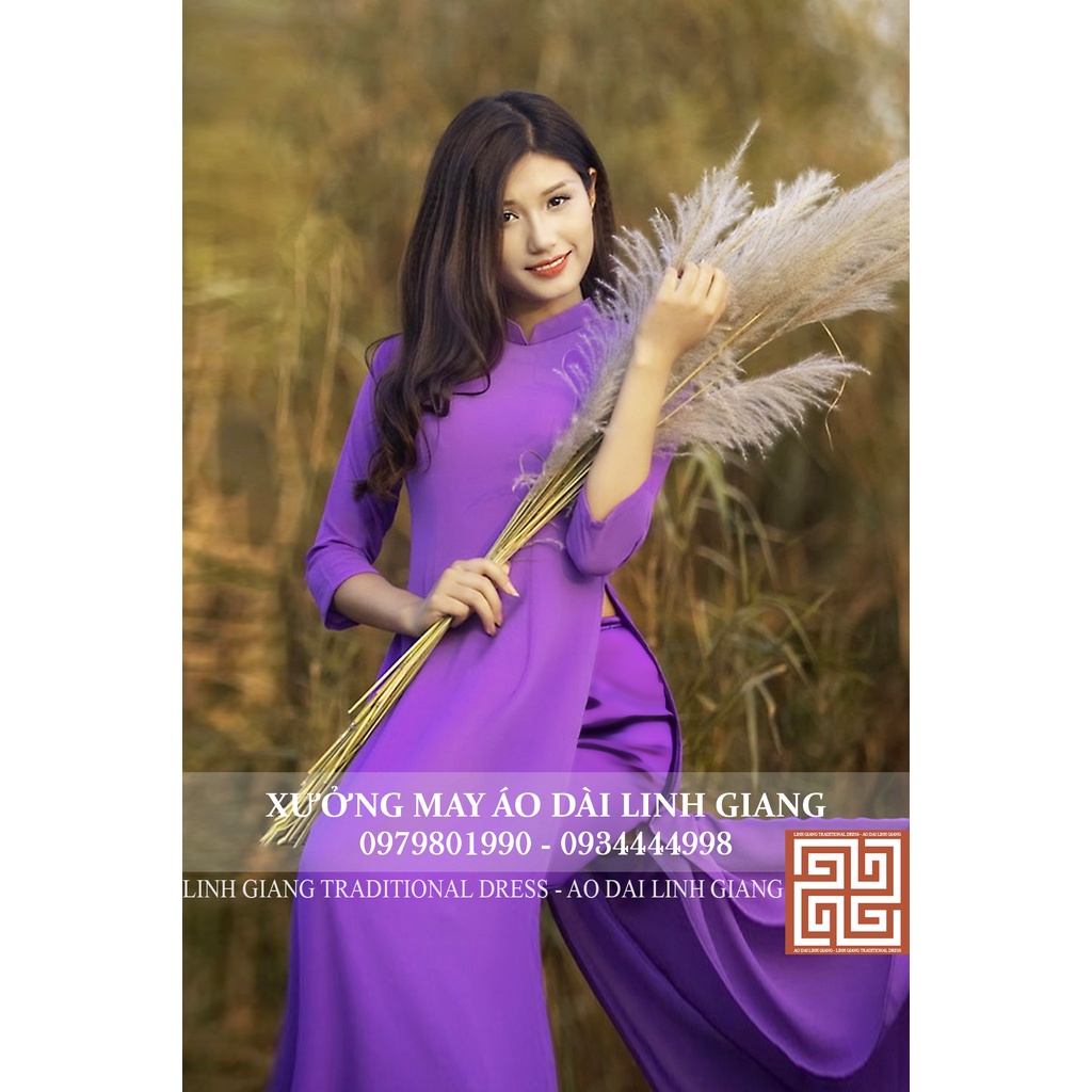 ÁO DÀI MÀU TÍM ĐẬM_LỤA NHẬT_ LINH GIANG_