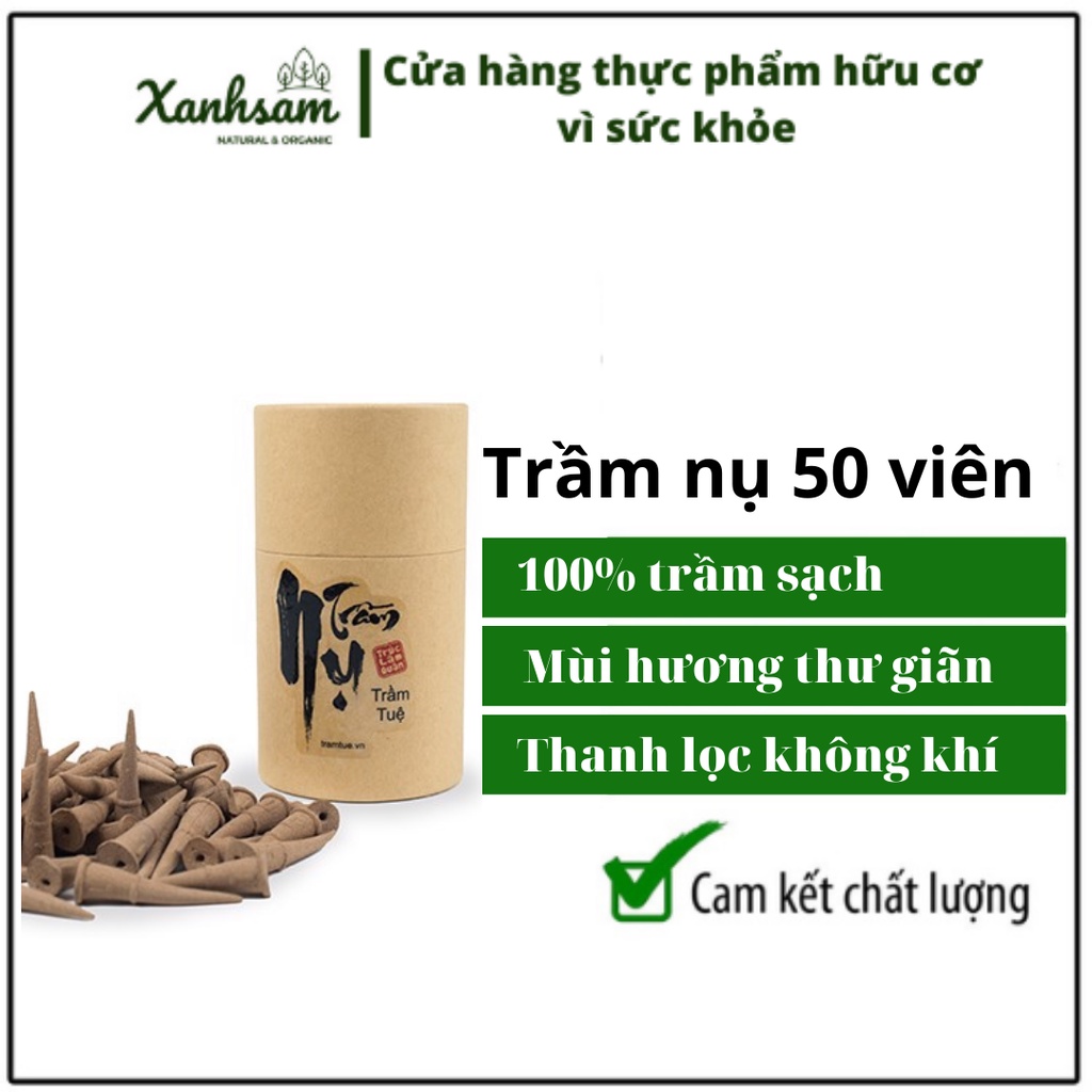 Trầm nụ tháp hộp giấy 50 viên Trầm Tuệ - Xanhsam Organic