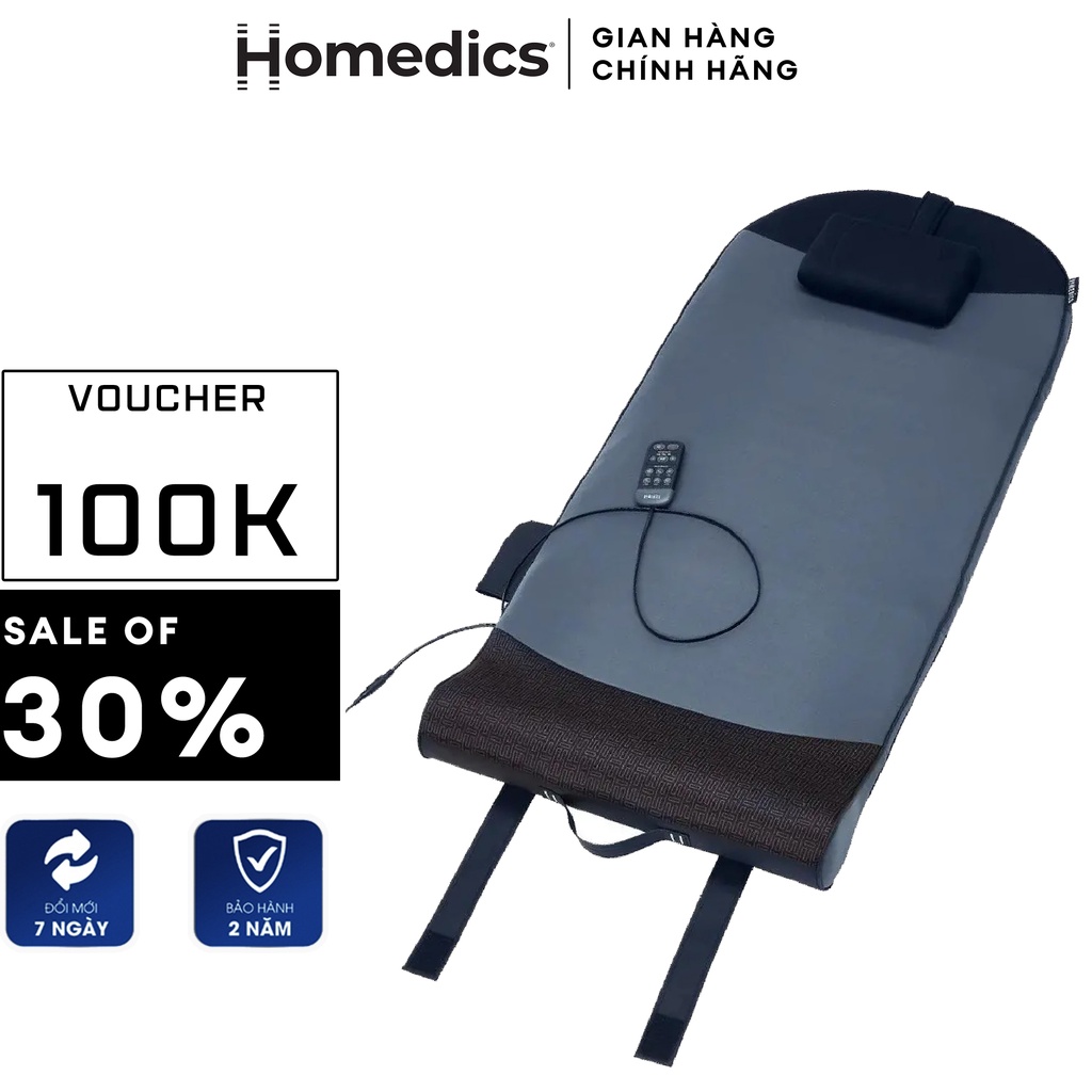 Đệm massage toàn thân công nghệ khí nén 3D Shiatsu Homedics BM-AC108HJ HTBeauty, massage chuyên sâu vùng lưng cột sống