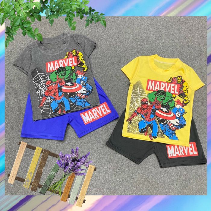 Đồ Bộ Bé Trai Size 8kg-18kg Chất Cotton Co Giãn 4 Chiều Mềm Mát Hình Siêu Nhân-1637