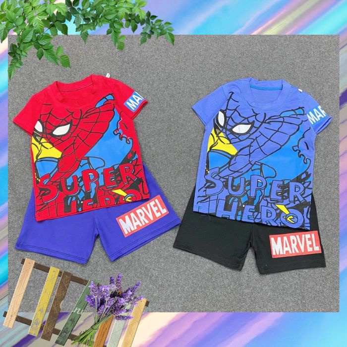 Đồ Bộ Bé Trai Size 8kg-18kg Chất Cotton Co Giãn 4 Chiều Mềm Mát Hình Siêu Nhân-1637