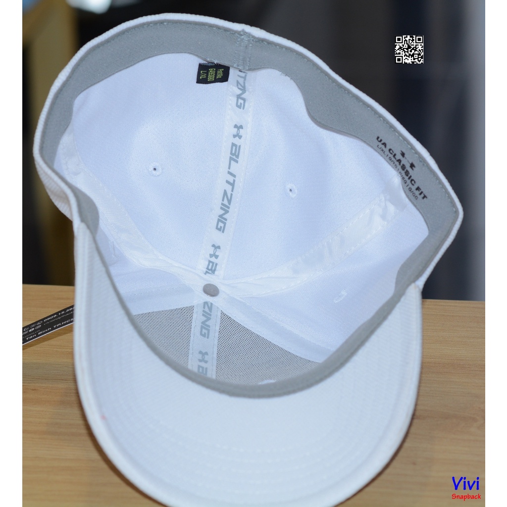 Nón Under Armour bít đuôi thời trang màu trắng,mũ thể thao Under Armour Blitzing 3.0 Classic Fit White Cap