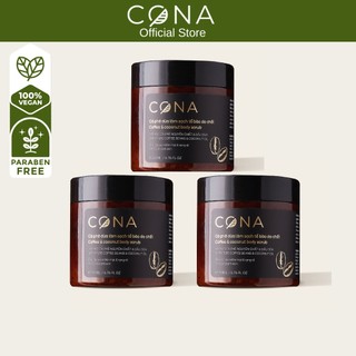 Combo tiết kiệm bộ 3 cà phê tẩy da chết body Cona 200ml/hộp làm sạch giúp da đều màu sáng mịn màng