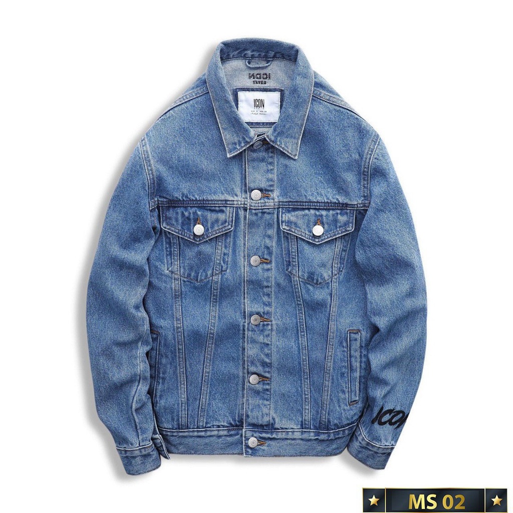 Áo khoác jean nam màu xanh trơn chất liệu denim , Áo gió jean nam cổ bẻ gài nút thoáng mát -TFashion-ms02