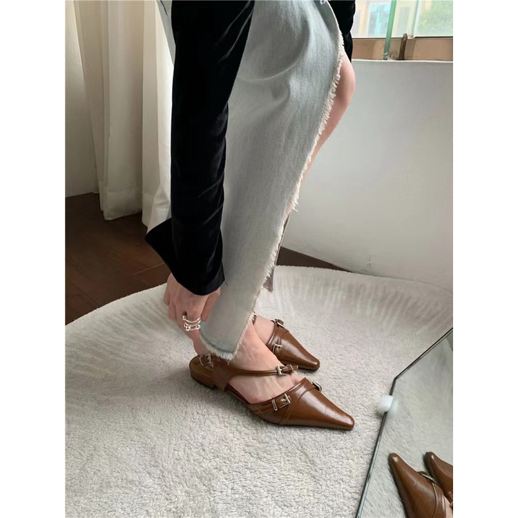 Giày Sandal Mũi Nhọn Thời Trang Xuân Hè 2023 Phong Cách Retro Dành Cho Nữ