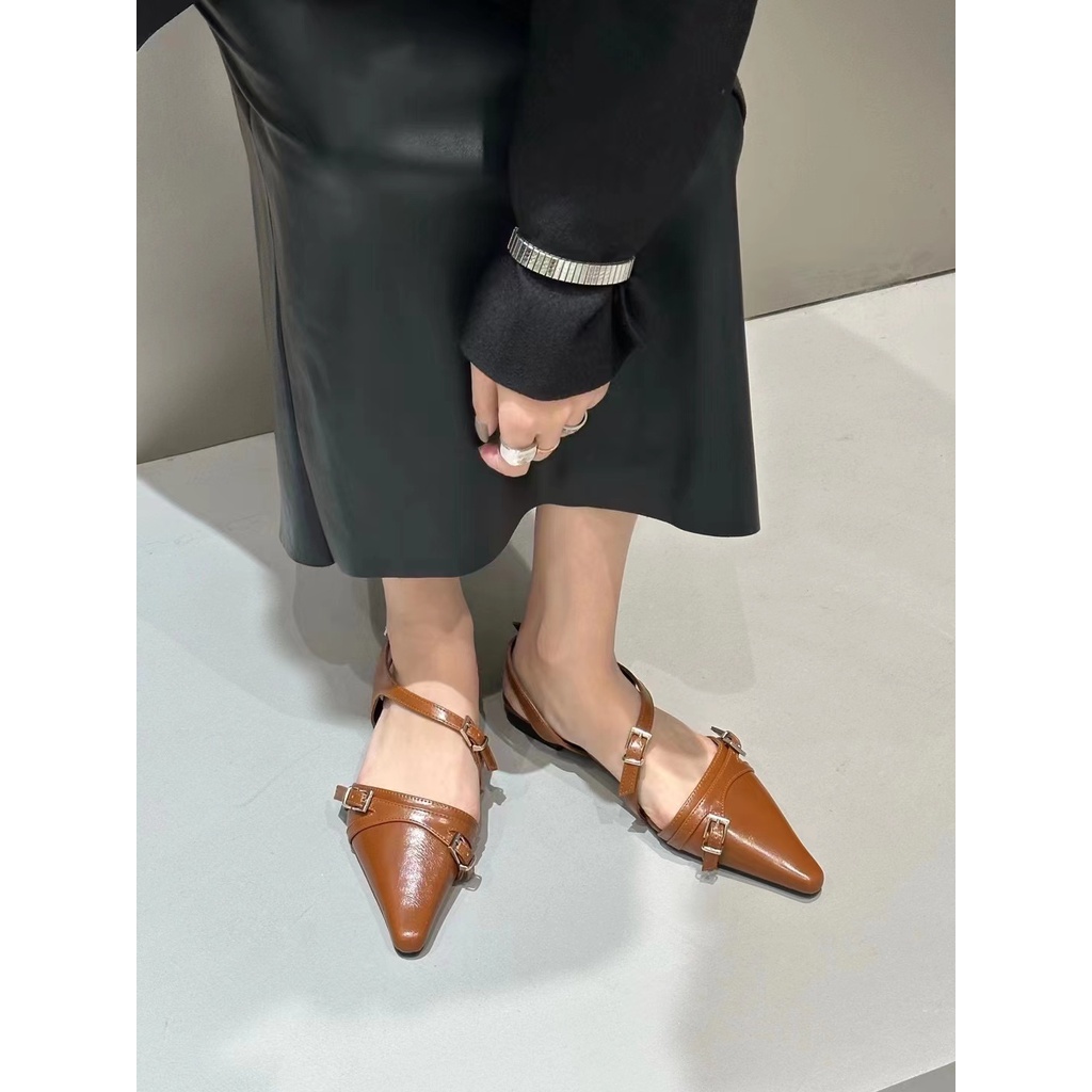 Giày Sandal Mũi Nhọn Thời Trang Xuân Hè 2023 Phong Cách Retro Dành Cho Nữ