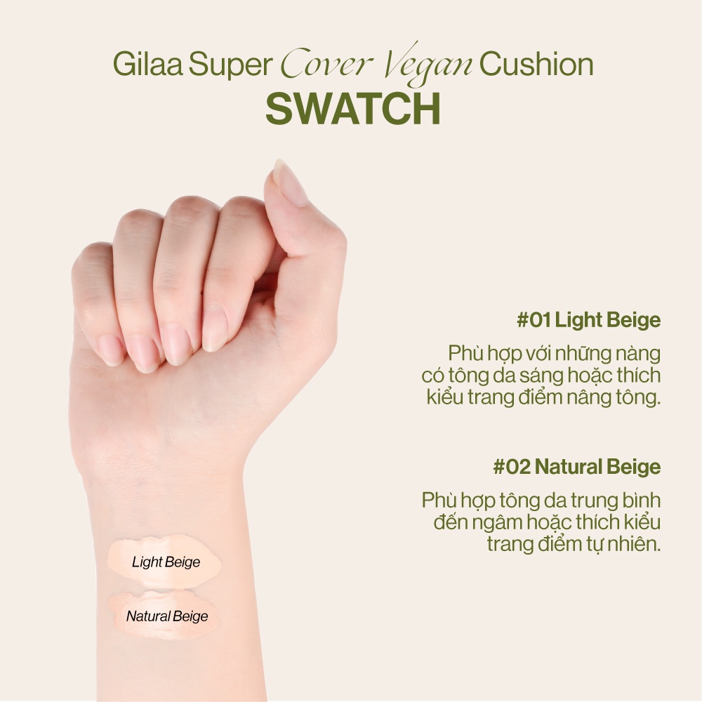 Phấn Nước Che Phủ GILAA Vegan Super Cover Cushion SPF50+/PA+++