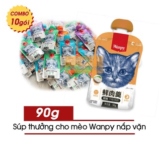 Súp thưởng cho mèo wanpy nắp vặn 90gr mix đủ vị - kem thưởng cho mèo