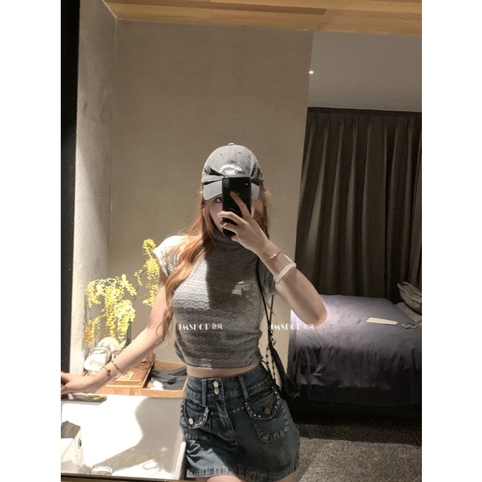 Áo Sweater Cổ Lọ Tay Ngắn Thời Trang Xuân Hè Xinh Xắn Cho Nữ