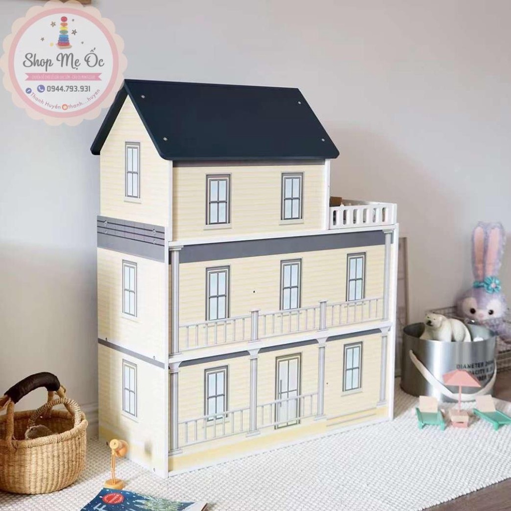 Hàng xuất Hàn - Đồ chơi Nhà búp bê bằng gỗ kienvy xinh xắn cho bé (Cao 82cm) | Doll House