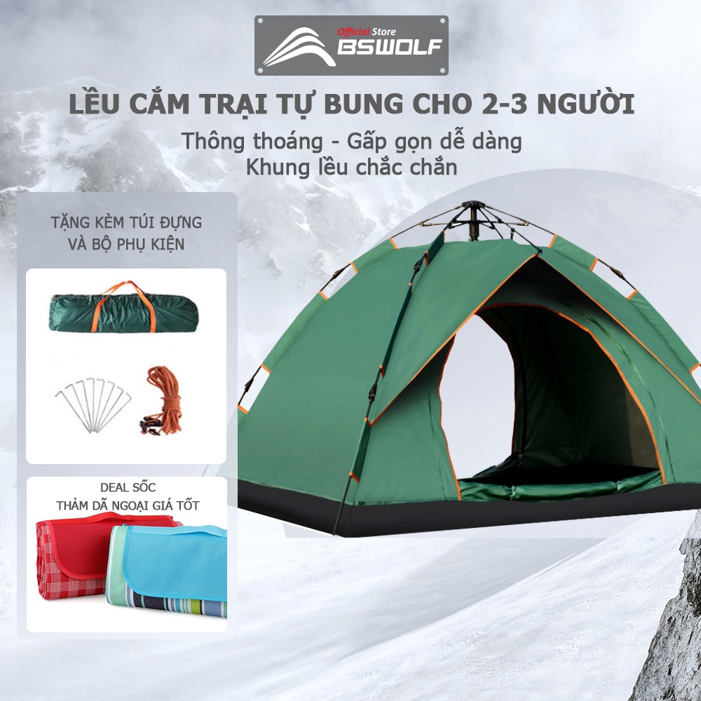 Lều Cắm Trại Du Lịch Dã Ngoại Tự Động 3-5 Người, Chống Nước, Chống Tia Tử Ngoại, Lều Tự Bung