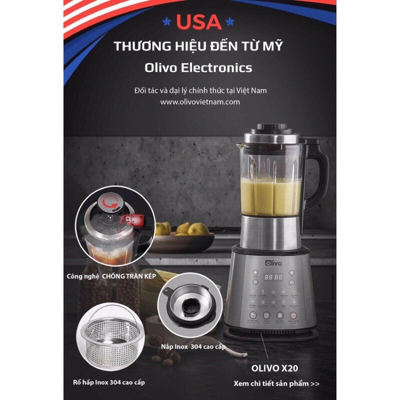 Máy Làm Sữa Hạt OLIVO X20 Chính Hãng - Thương Hiệu Mỹ