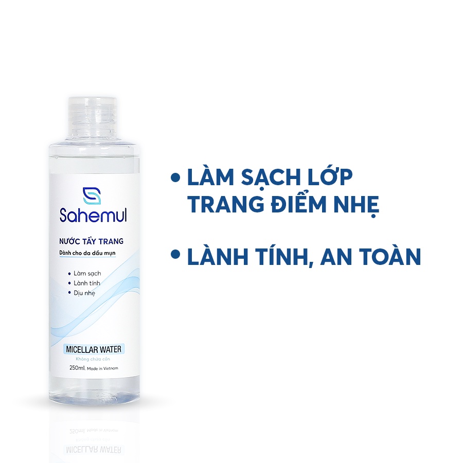 Nước Tẩy Trang Sahemul Nhẹ Dịu Dành Cho Da Dầu Mụn Micellar Water 250ml