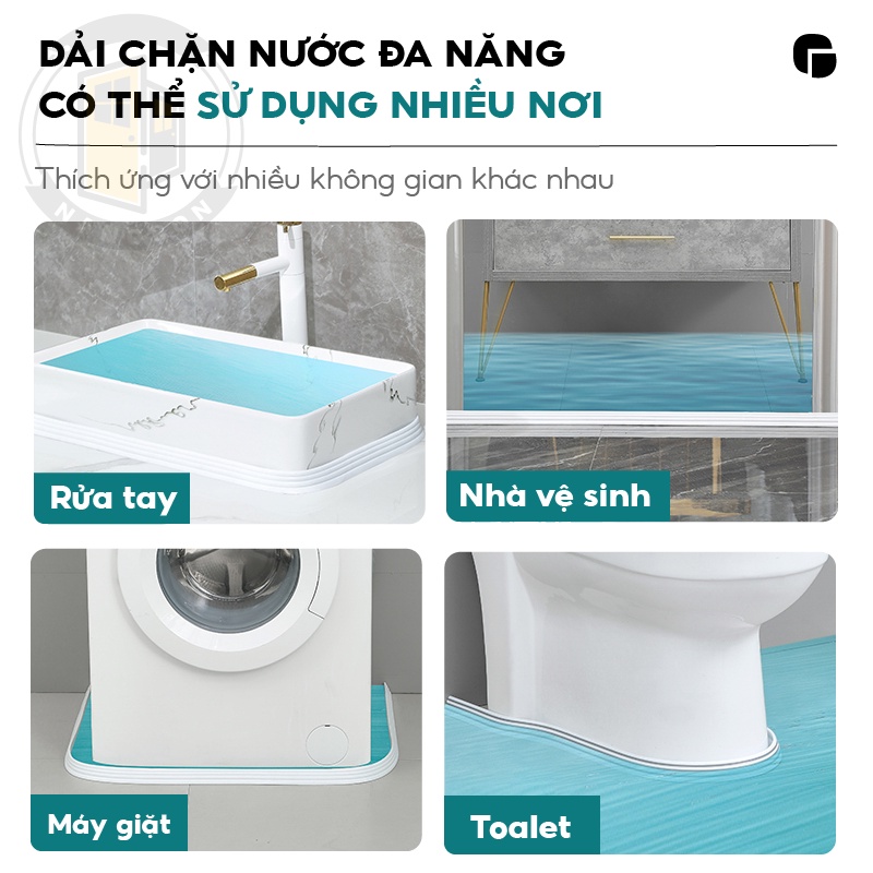 Dải Chặn Nước Silicon Thế Hệ Mới Linh Hoạt Chống Thấm Nước, Ngăn Nước Tràn Phòng Tắm ⭐ Uốn Cong Được Ngăn Tách Nước