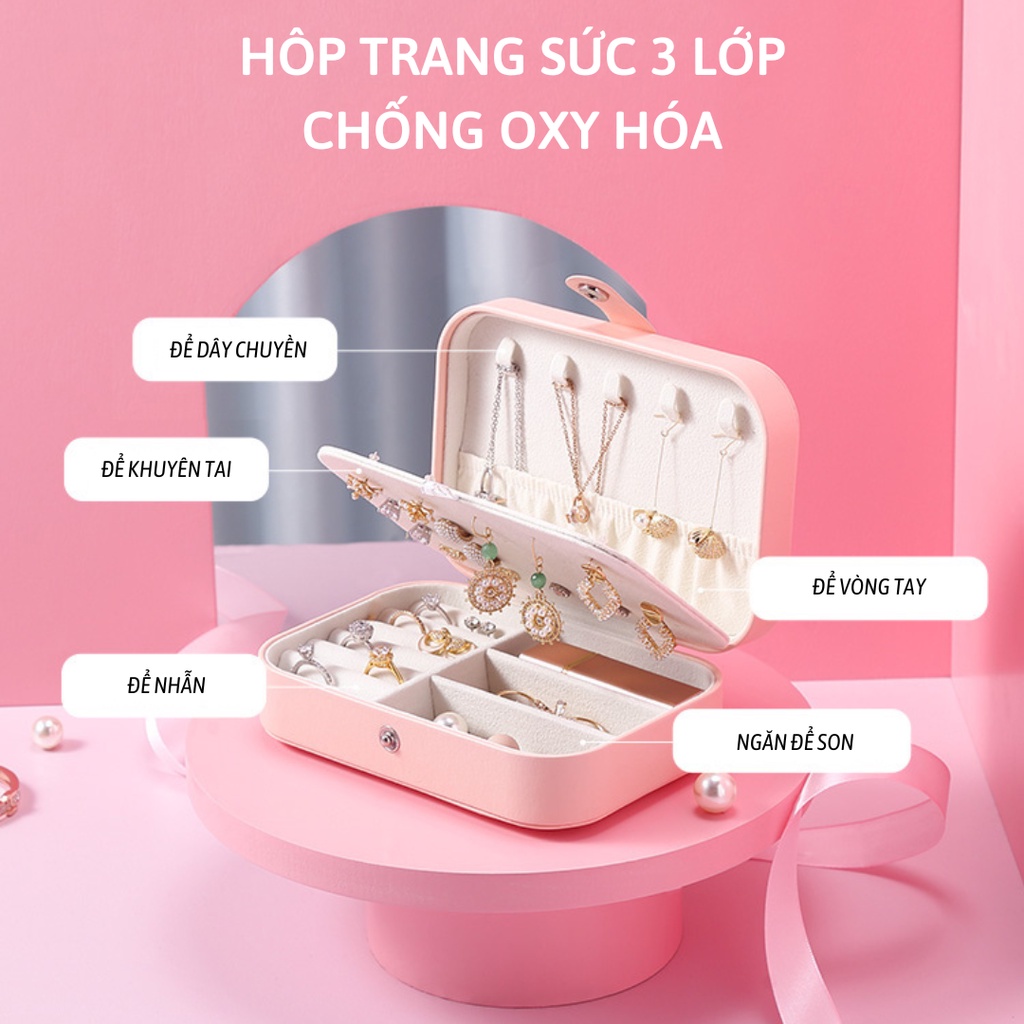 Hộp đựng trang sức CDE Large Pink Jewelry Box - Kích thước 16x11x5cm