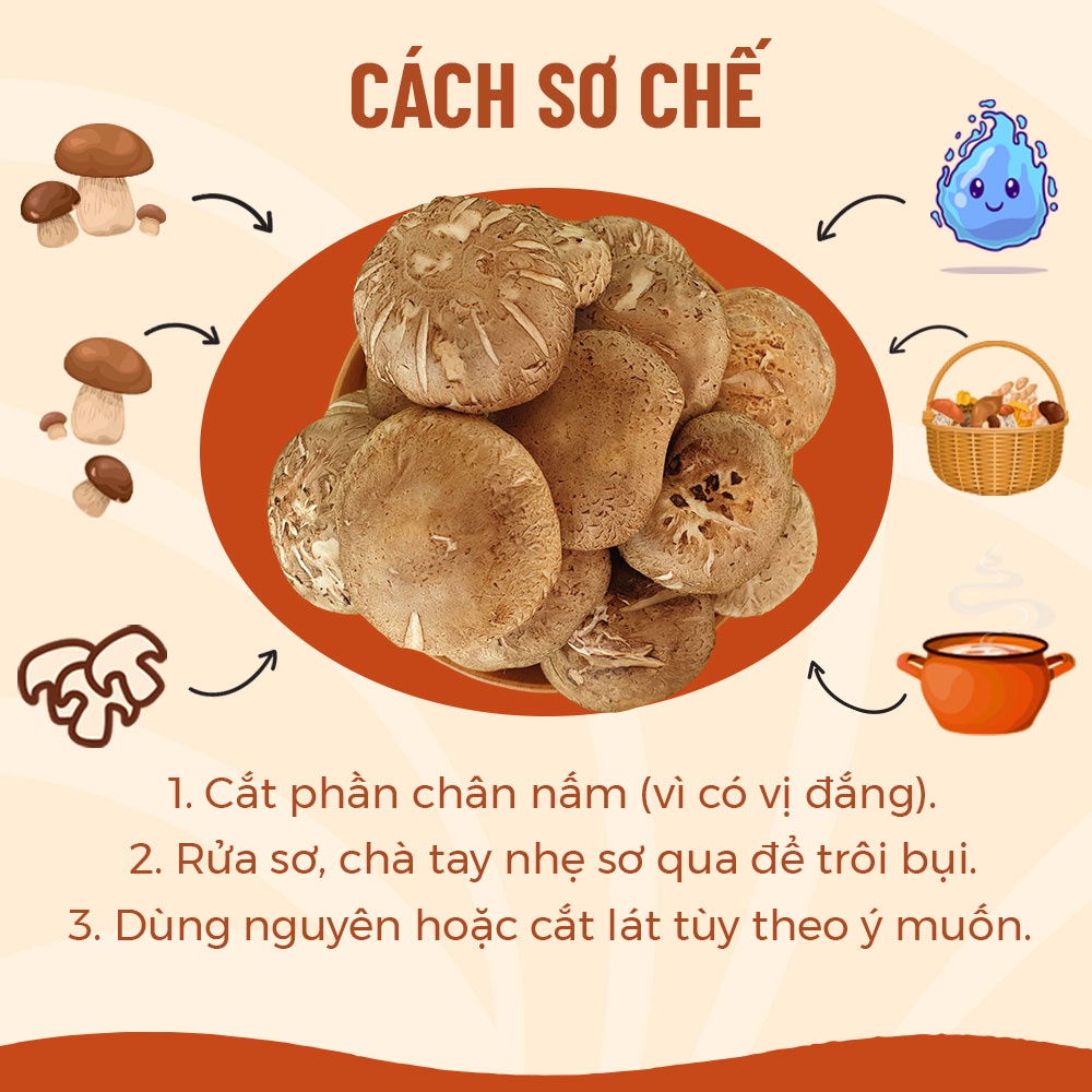 [HCM] 500gr Nấm Hương Tươi (Nấm Đông Cô Tươi) Ngon Thanh Sạch - Nông Trại Nấm Xanh