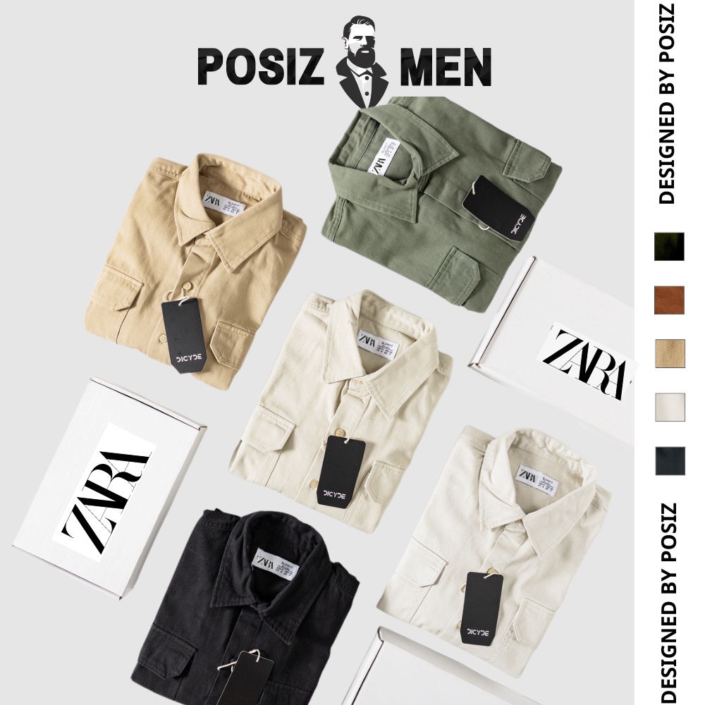 Áo sơ mi kaki hai túi nam dài tay form rộng POSIZ MEN cao cấp, sơ mi kaki hai túi dày dặn chuẩn POSIZ16