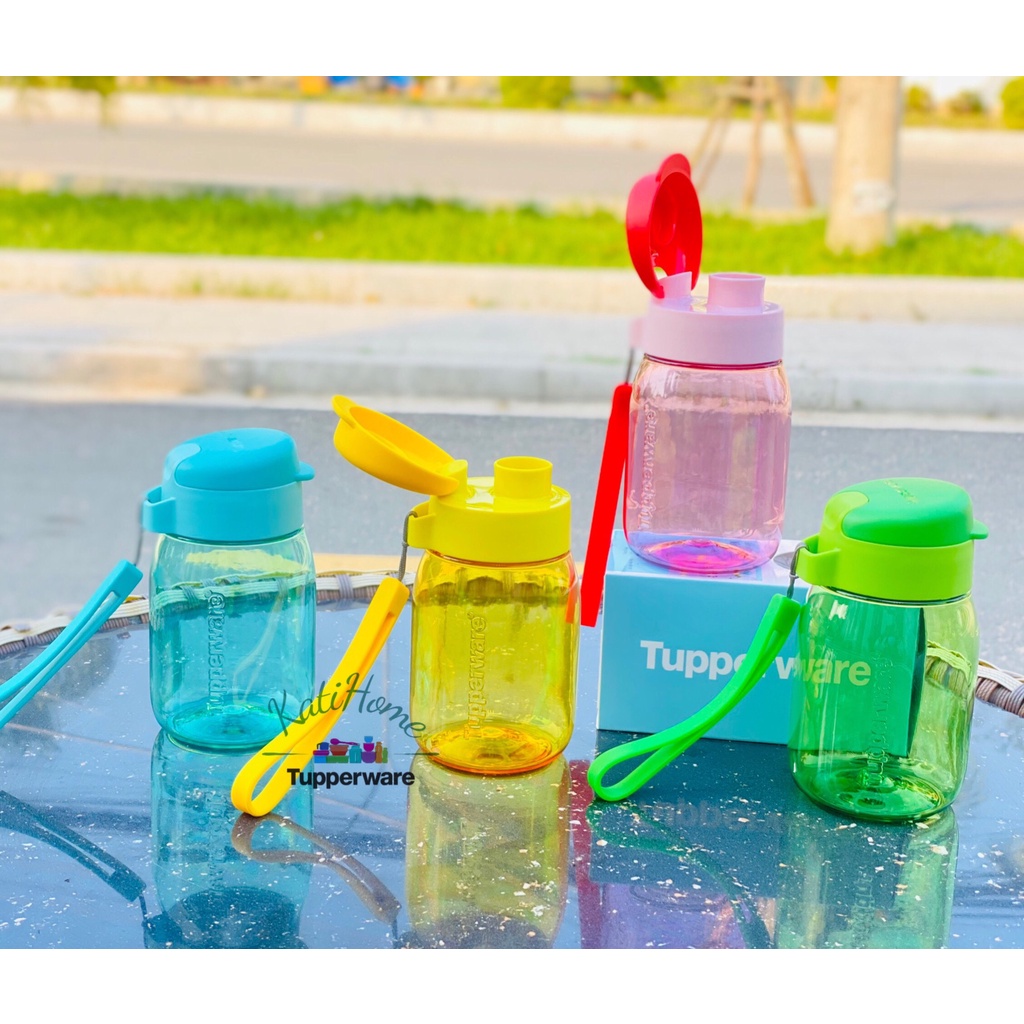 Bình nước nhựa cho bé mang đi học mini lohas Tupperware 350ml nhựa nguyên sinh an toàn có quai xách chính hãng bảo hành