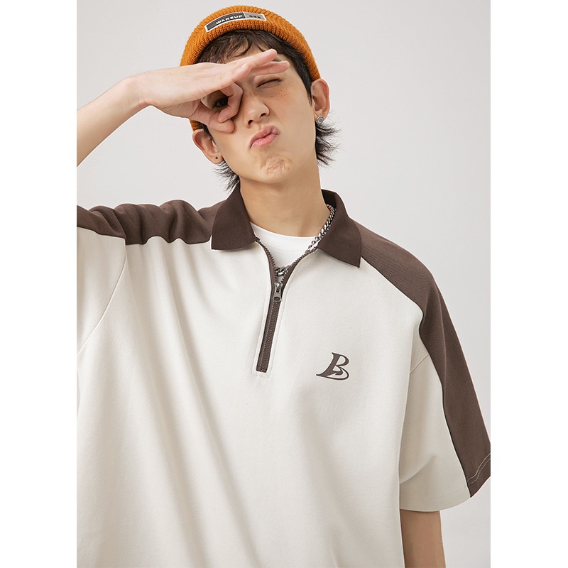 Áo Polo Overzize Nam Nữ Zip Cổ Cao Cấp KS1740