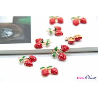 *[SET 3 CÁI] Charm chùm dâu tây cao cấp 1.7cm phụ kiện thời trang, gắn nơ bờm, kẹp tóc, DIY