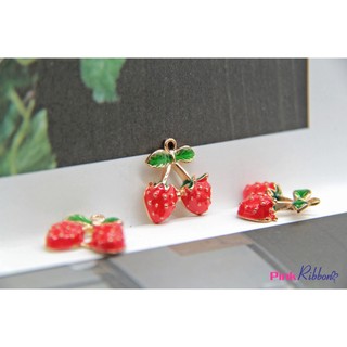 *[SET 3 CÁI] Charm chùm dâu tây cao cấp 1.7cm phụ kiện thời trang, gắn nơ bờm, kẹp tóc, DIY