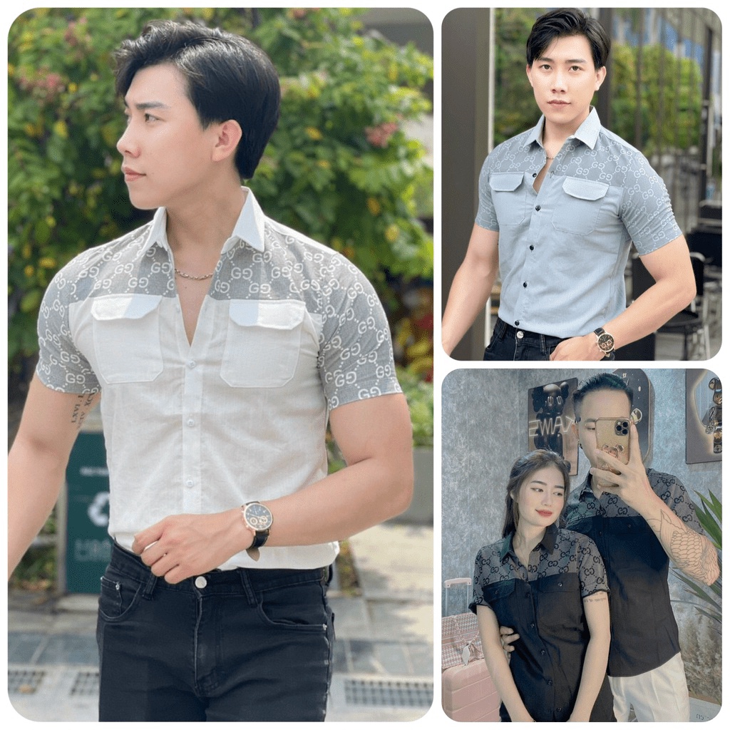 Áo sơ mi nam nữ tay ngắn, áo cặp đôi chất đũi vải nhăn, mẫu mới thời trang sang trọng hot trend năm nay Kyt_Fashion Hot