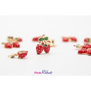 *[SET 3 CÁI] Charm chùm dâu tây cao cấp 1.7cm phụ kiện thời trang, gắn nơ bờm, kẹp tóc, DIY