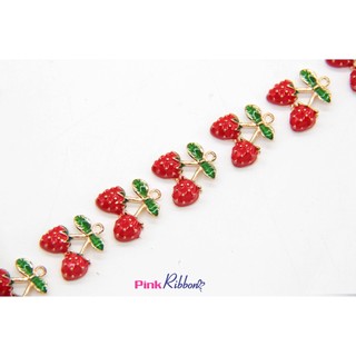 *[SET 3 CÁI] Charm chùm dâu tây cao cấp 1.7cm phụ kiện thời trang, gắn nơ bờm, kẹp tóc, DIY