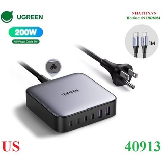 Củ sạc nhanh nexode 200w gan ii 6 cổng, usb type-c x4, usb type-a x2 ugreen 40913 phân phối chính hãng
