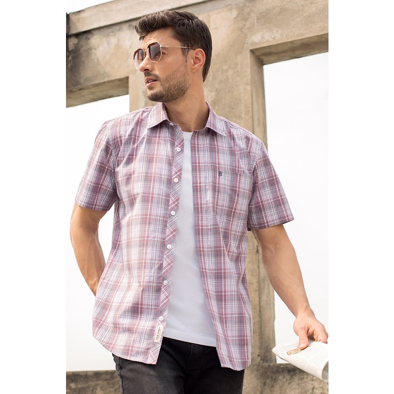 Áo sơ mi nam tay ngắn họa tiết kẻ caro , thời thượng, lịch lãm, chỉn chu John Henry - WS22SS05T-SCBB