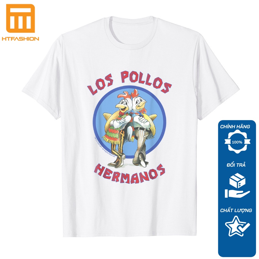 Áo thun cotton unisex cổ tròn basic HTFASHION in hình Breaking Bad Los Pollos Hermanos Back To Back Portrait Logo-8984